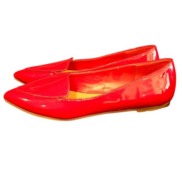 Pierre Dumas Cam-1 Red Patent Leather Flat Pointed Toe Shoe 8M Man Made Slip On - Picture 4 of 7